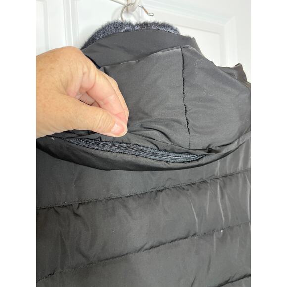 Zara Size Small Black Feather Down filled Puffer Coat Snap and Zip Front Hooded - Picture 5 of 10